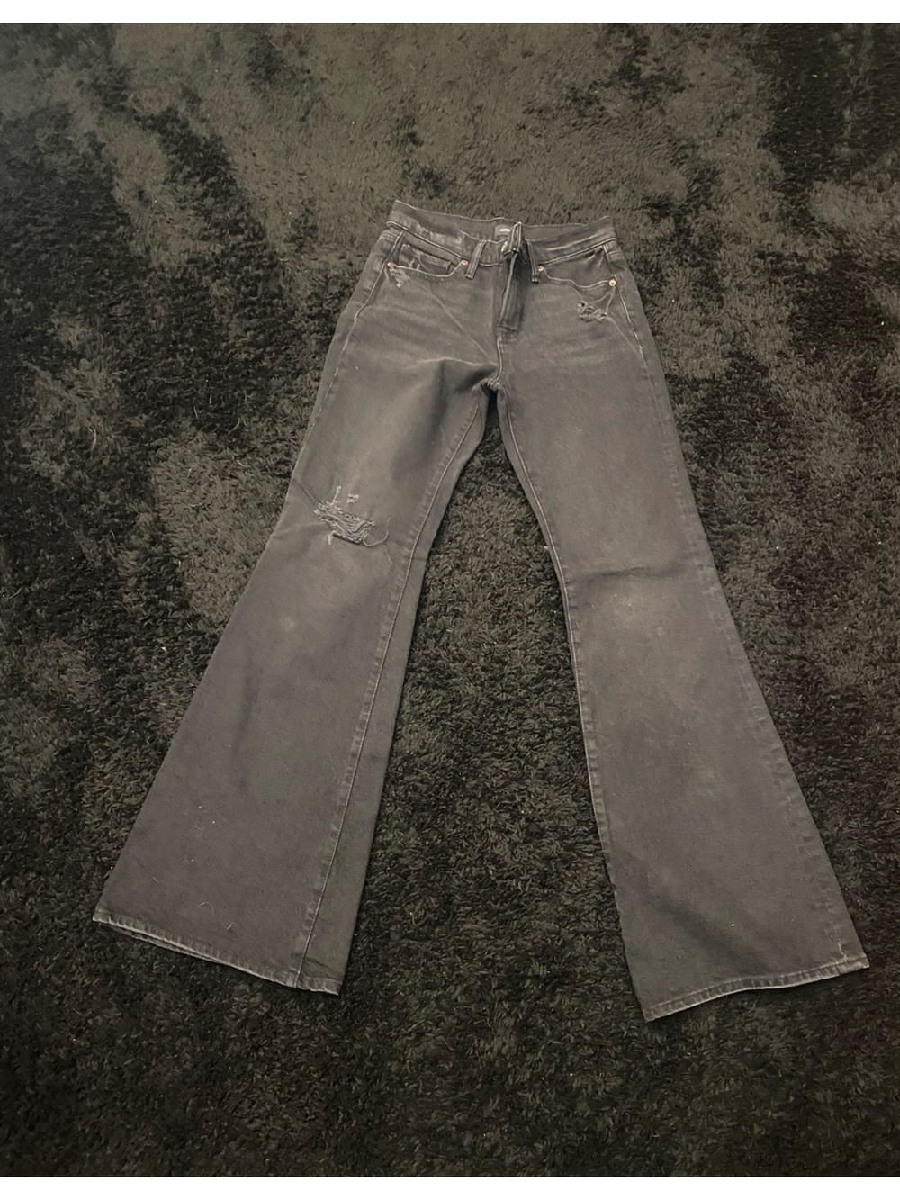 Express Black Distressed Flared Jeans